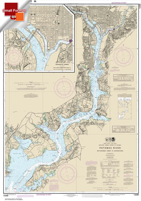 Small Format HISTORICAL NOAA Chart 12289: Potomac River Mattawoman Creek to Georgetown;Washington Harbor