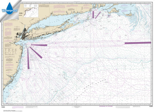 Waterproof NOAA Chart 12300: Approaches to New York: Nantucket Shoals to Five Fathom Bank