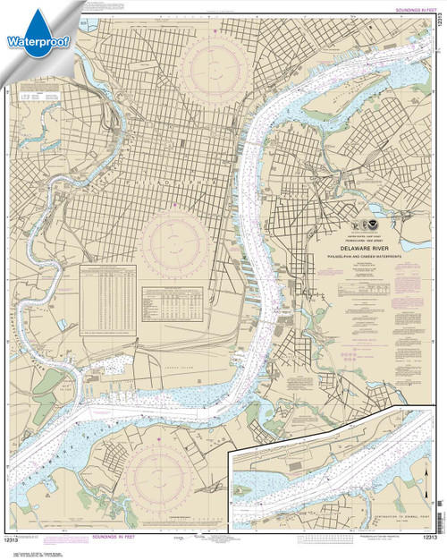 Waterproof NOAA Chart 12313: Philadelphia and Camden Waterfronts