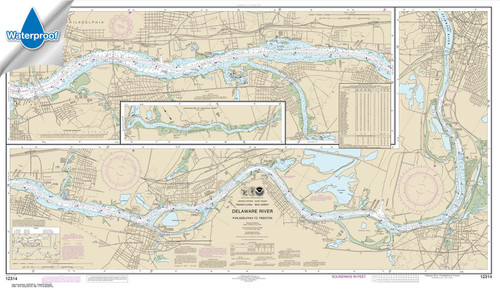 Waterproof HISTORICAL NOAA Chart 12314: Delaware River Philadelphia to Trenton