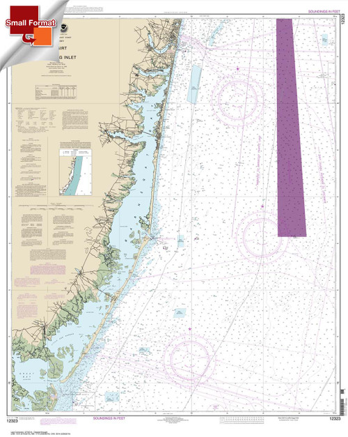 Small Format HISTORICAL NOAA Chart 12323: Sea Girt to Little Egg Inlet