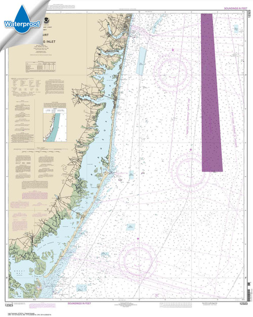 Waterproof HISTORICAL NOAA Chart 12323: Sea Girt to Little Egg Inlet