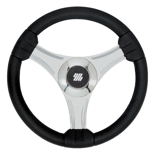 Uflex - Tavolara - 13.8" Black Polyurethane Steering Wheel w\/Silver Spokes  X62 Hub [65277N]
