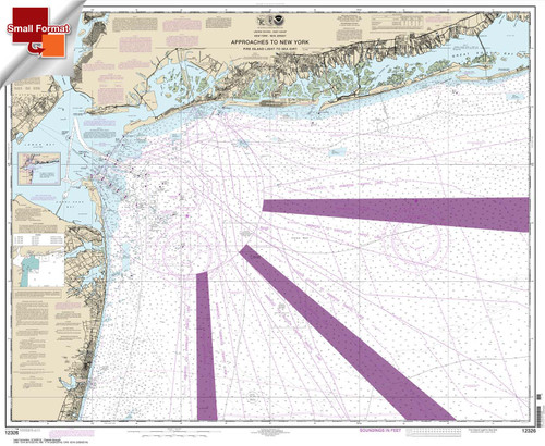 Small Format NOAA Chart 12326: Approaches to New York Fire lsland Light to Sea Girt