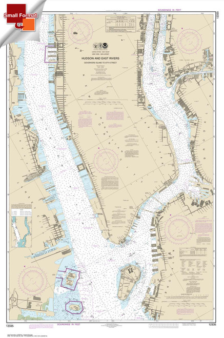 Small Format NOAA Chart 12335: Hudson and East Rivers Governors Island to 67th Street