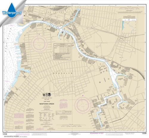 Waterproof NOAA Chart 12338: East River Newtown Creek