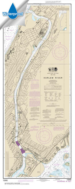 Waterproof NOAA Chart 12342: Harlem River