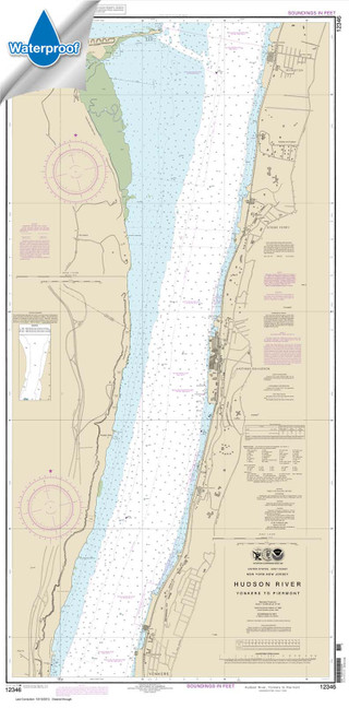 Waterproof NOAA Chart 12346: Hudson River Yonkers to Piermont