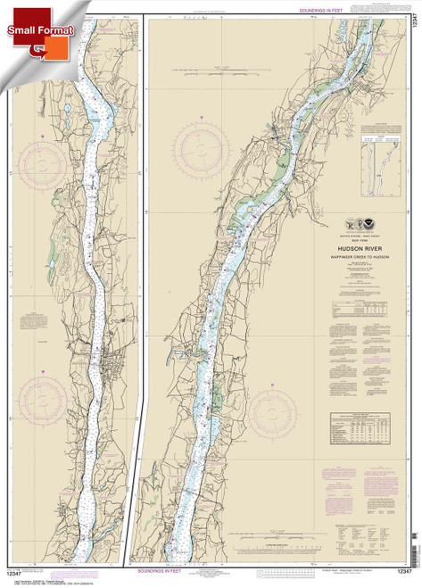 Small Format NOAA Chart 12347: Hudson River Wappinger Creek to Hudson