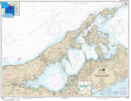 Large Format NOAA Chart 12358: New York Long Island: Shelter Island Sound and Peconic Bays;Mattituck Inlet