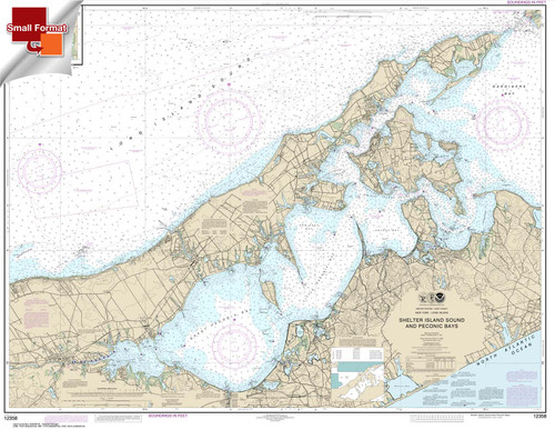Small Format NOAA Chart 12358: New York Long Island: Shelter Island Sound and Peconic Bays;Mattituck Inlet