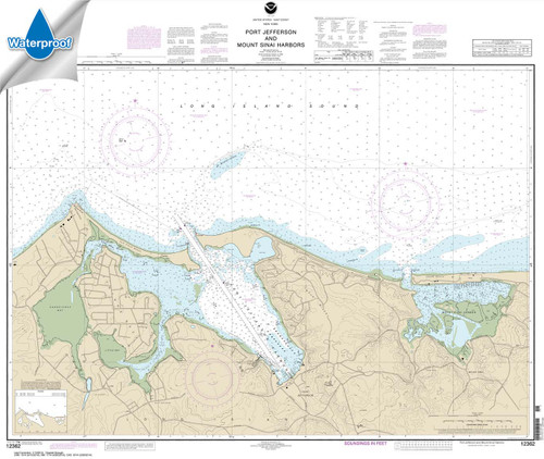 Waterproof NOAA Chart 12362: Port Jefferson and Mount Sinai Harbors
