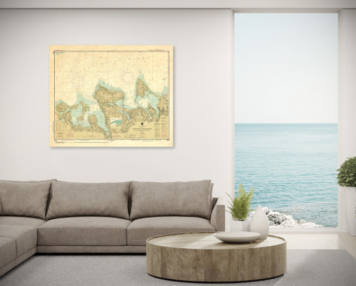 ANTIQUED NOAA Chart 12365: South Shore of Long Island Sound Oyster and Huntington Bays