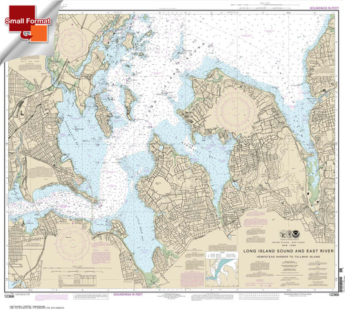 Small Format NOAA Chart 12366: Long Island Sound and East River Hempstead Harbor to Tallman Island