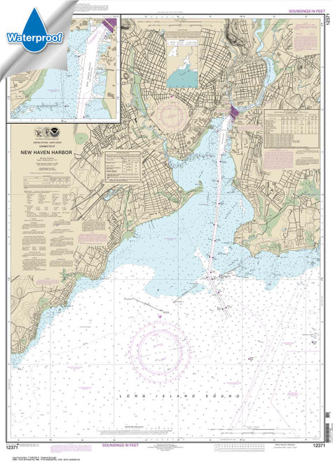 Waterproof NOAA Chart 12371: New Haven Harbor;New Haven Harbor (Inset)