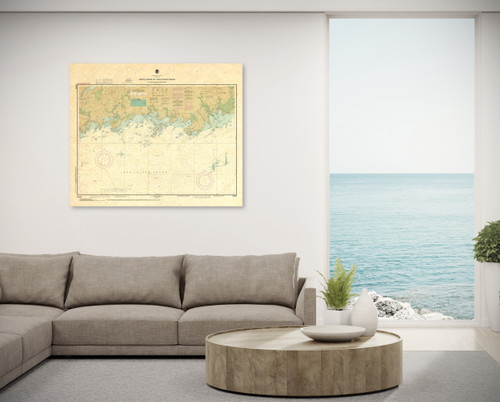 ANTIQUED NOAA Chart 12373: North Shore of Long Island Sound Guilford Harbor to Farm River