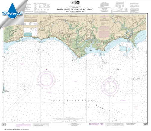 Waterproof NOAA Chart 12374: North Shore of Long Island Sound Duck Island to Madison Reef