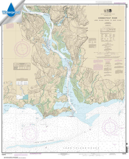 Waterproof NOAA Chart 12375: Connecticut River Long lsland Sound to Deep River