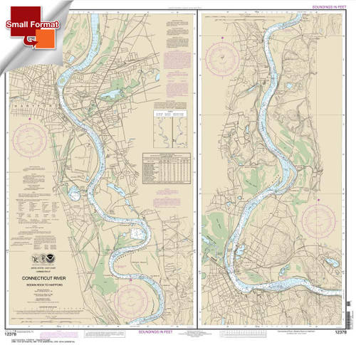 Small Format NOAA Chart 12378: Connecticut River Bodkin Rock to Hartford