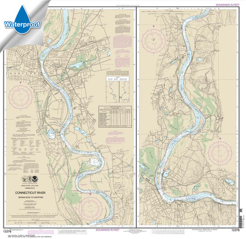 Waterproof NOAA Chart 12378: Connecticut River Bodkin Rock to Hartford