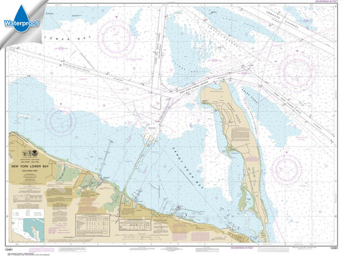 Waterproof NOAA Chart 12401: New York Lower Bay Southern part