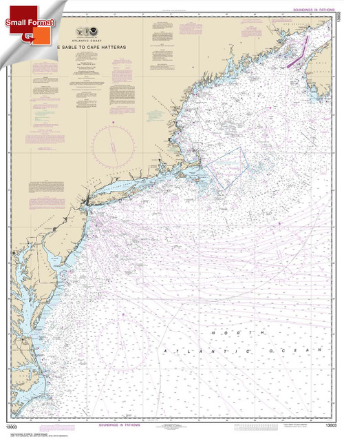 Small Format NOAA Chart 13003: Cape Sable to Cape Hatteras