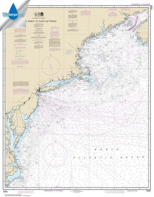 Waterproof NOAA Chart 13003: Cape Sable to Cape Hatteras