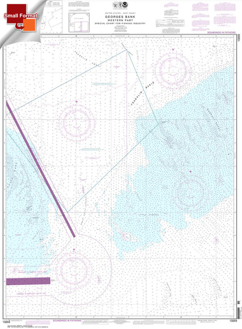 Small Format NOAA Chart 13203: Georges Bank Western part Small Format NOAA Chart 13203: Georges Bank Western part