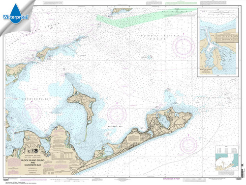 Waterproof NOAA Chart 13209: Block Island Sound and Gardiners Bay; Montauk Harbor