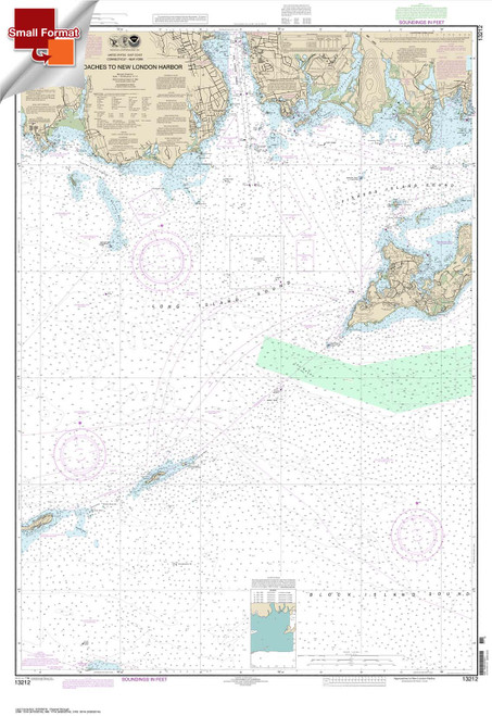 Small Format NOAA Chart 13212: Approaches to New London Harbor
