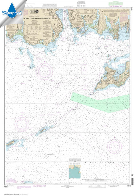 Waterproof NOAA Chart 13212: Approaches to New London Harbor
