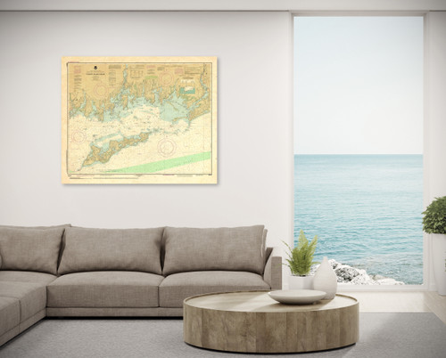 ANTIQUED NOAA Chart 13214: Fishers Island Sound