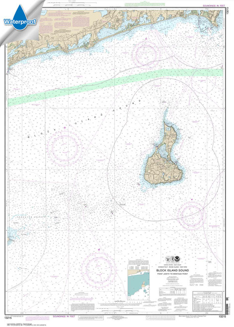 Waterproof NOAA Chart 13215: Block Island Sound Point Judith to Montauk Point