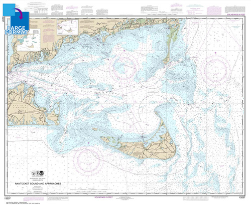 Large Format NOAA Chart 13237: Nantucket Sound and Approaches