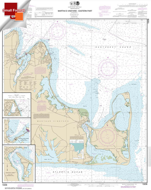 Small Format NOAA Chart 13238: Martha's Vineyard Eastern Part;Oak Bluffs Harbor;Vineyard Haven Harbor;Edgartown Harbor