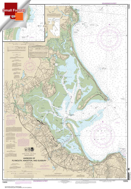 Small Format NOAA Chart 13253: Harbors of Plymouth: Kingston and Duxbury; Green Harbor