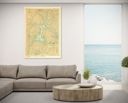 ANTIQUED NOAA Chart 13285: Portsmouth to Dover and Exeter