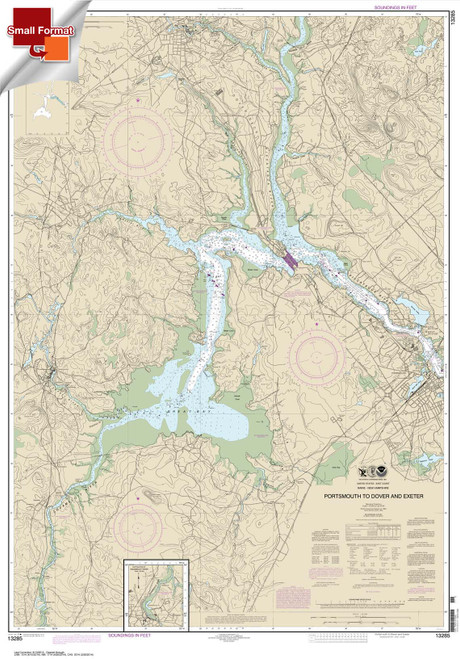 Small Format NOAA Chart 13285: Portsmouth to Dover and Exeter