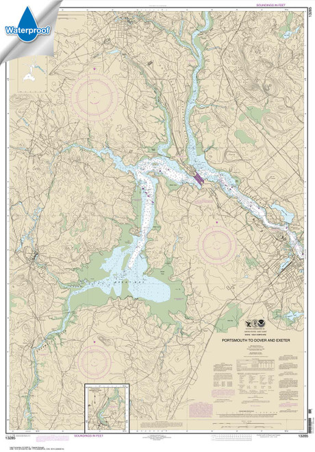 Waterproof NOAA Chart 13285: Portsmouth to Dover and Exeter