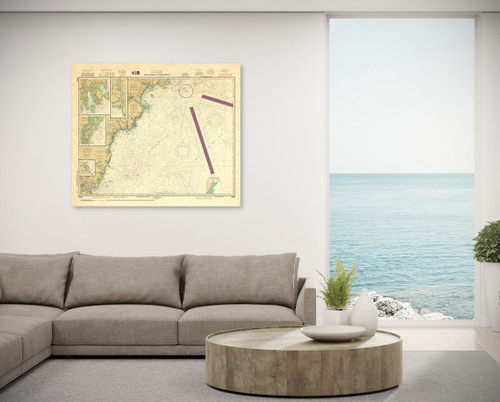 ANTIQUED NOAA Chart 13286: Cape Elizabeth to Portsmouth; Cape Porpoise Harbor