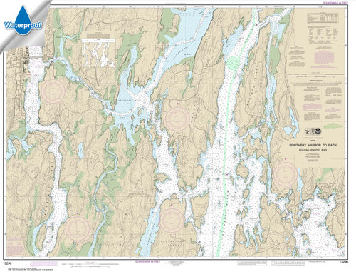 Waterproof NOAA Chart 13296: Boothbay Harbor to Bath: Including Kennebec River