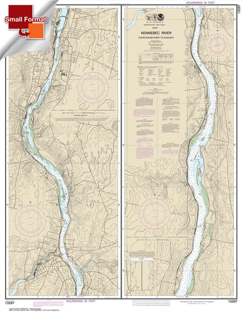 Small Format NOAA Chart 13297: Kennebec River Courthouse Point to Augusta