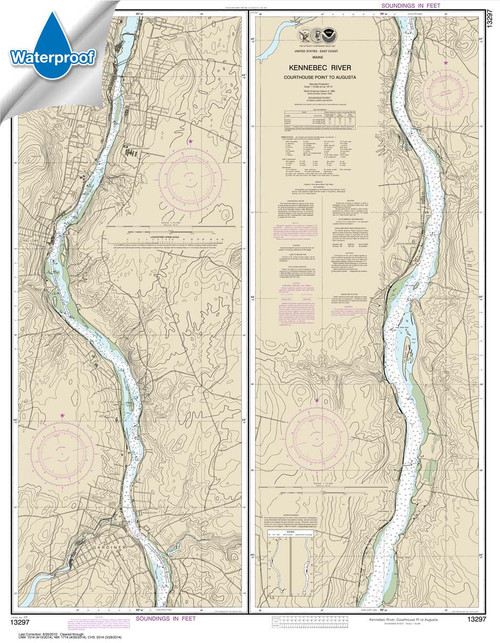 Waterproof NOAA Chart 13297: Kennebec River Courthouse Point to Augusta