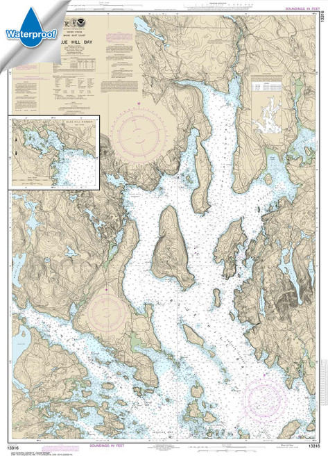 Waterproof NOAA Chart 13316: Blue Hill Bay;Blue Hill Harbor
