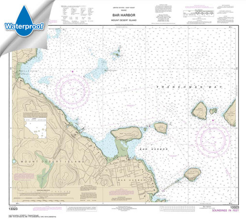 Waterproof NOAA Chart 13323: Bar Harbor Mount Desert Island