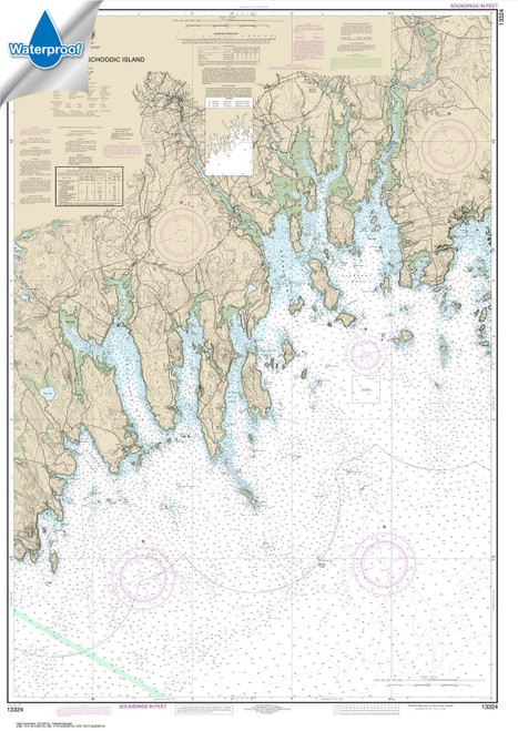 Waterproof NOAA Chart 13324: Tibbett Narrows to Schoodic Island