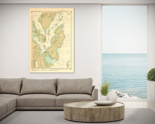 ANTIQUED NOAA Chart 13396: Campobello Island; Eastport Harbor