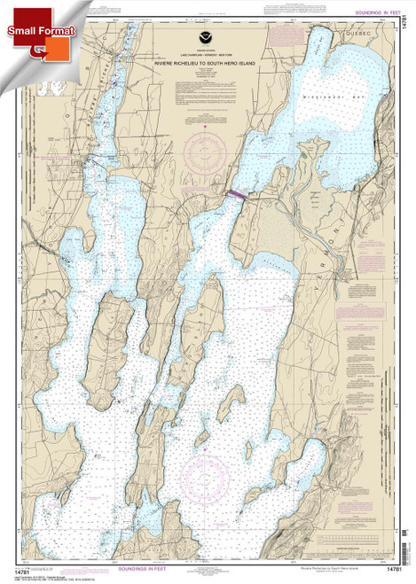 Small Format HISTORICAL NOAA Chart 14781: Riviere Richelieu to South Hero Island