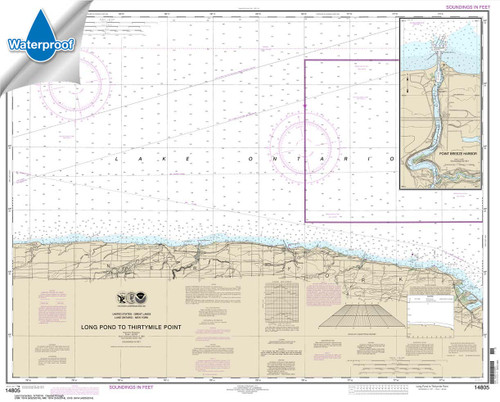 HISTORICAL WATERPROOF NOAA Chart 14805: Long Pond to Thirtymile Point;Point Breeze Harbor