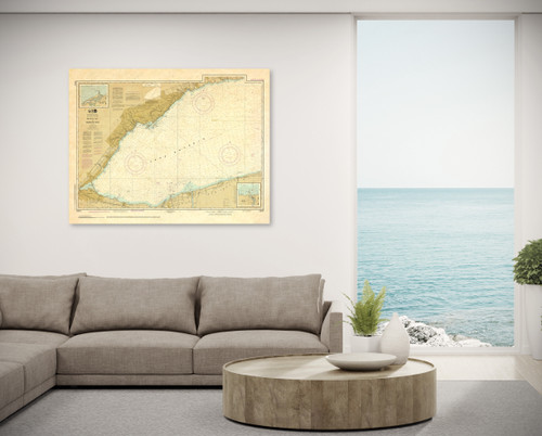 ANTIQUED NOAA Chart 14810: Olcott Harbor to Toronto; Olcott and Wilson Harbors